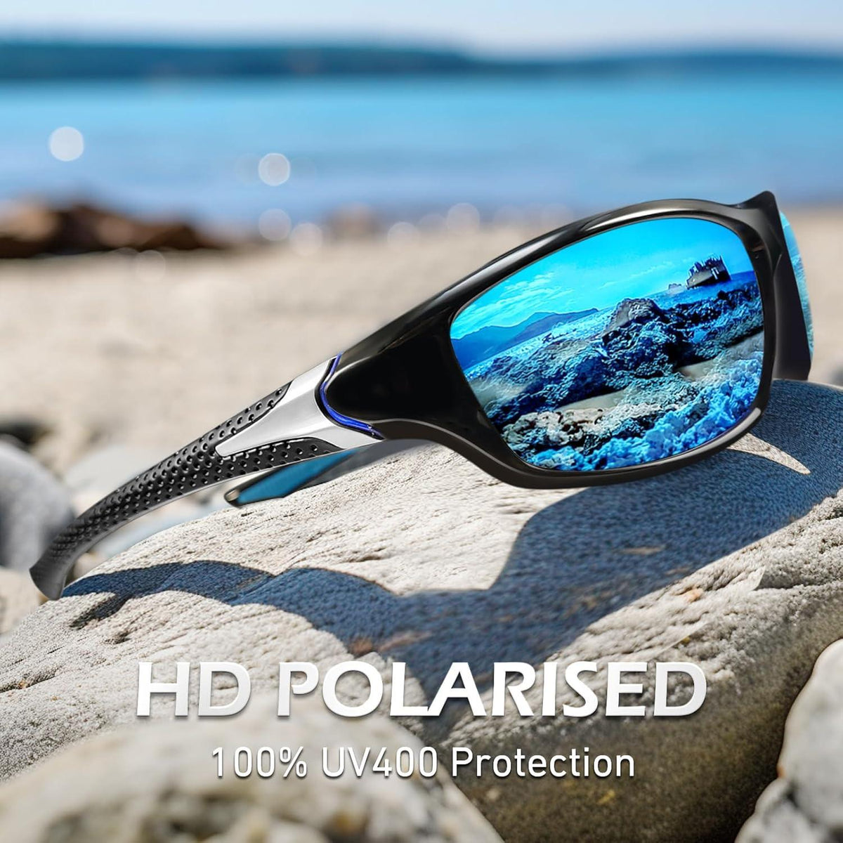 Polarisierte Sonnenbrille Herren Sport Fahrradbrille Verspiegelt