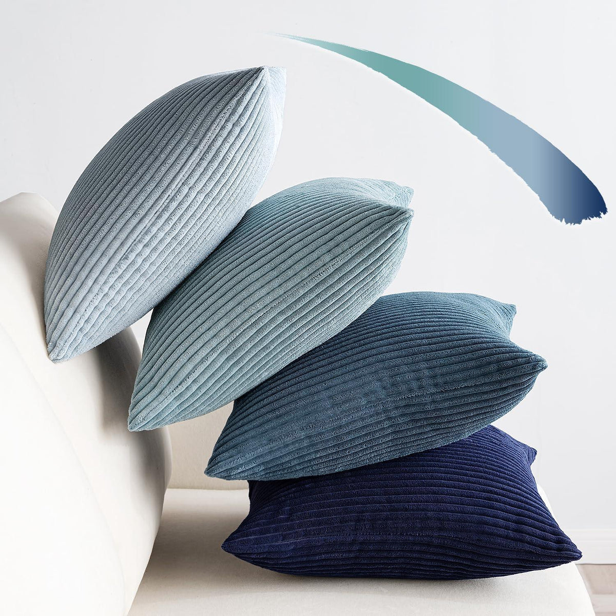 Kordsamt Kissenbezug 4er Set 50x50cm Dunkelblau Serie