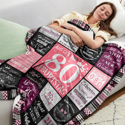Flanell-Decke 150x130cm Geschenk zum 80. Geburtstag