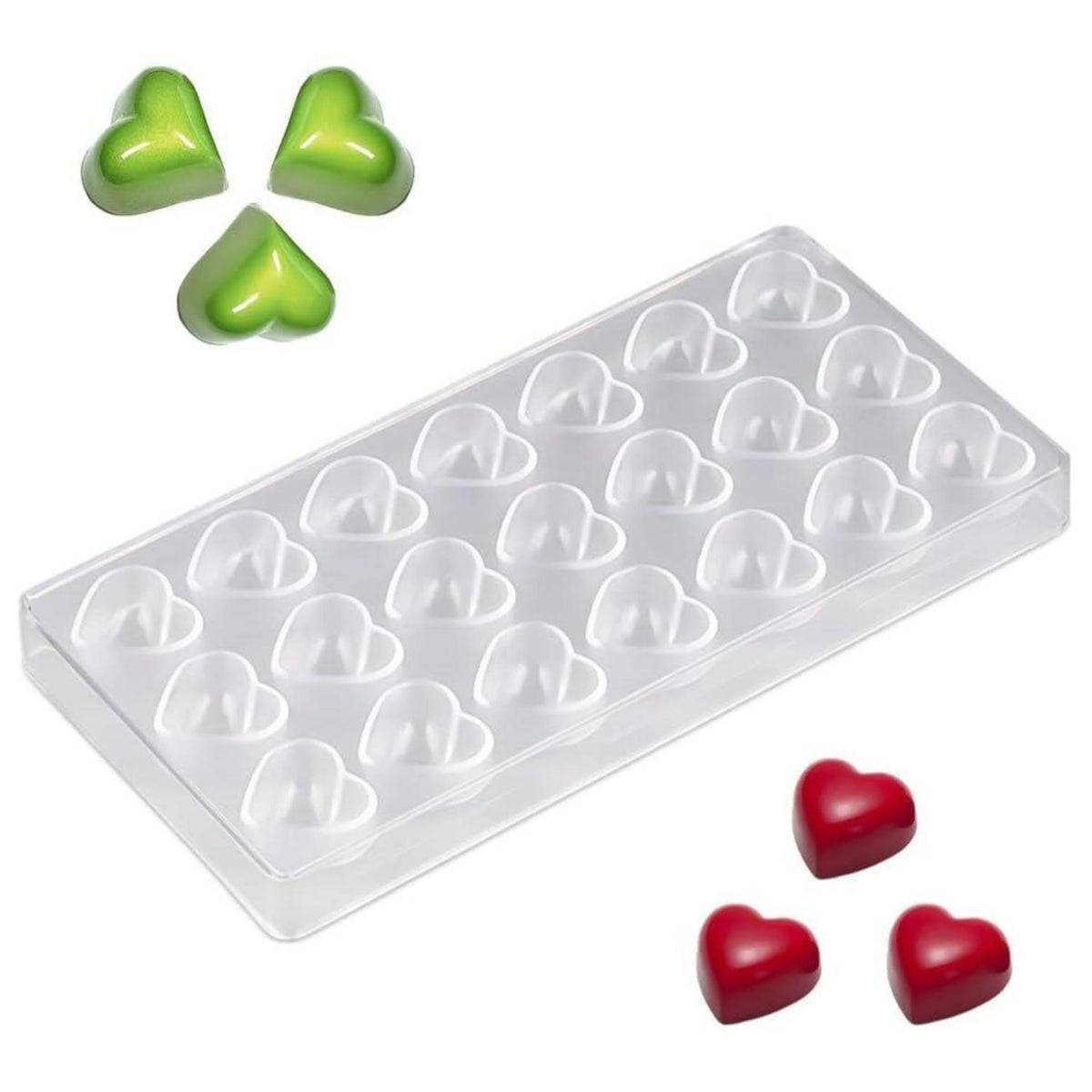 Herzförmige Schokoladenform aus Polycarbonat - 21 Loch
