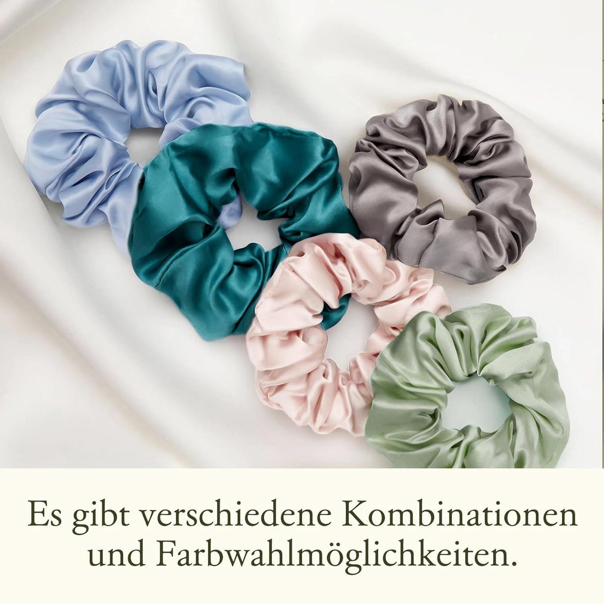 100% Seide Haarringe Damen Pferdeschwanzhalter Haargummis 2er Pack Blau+Blassrosa