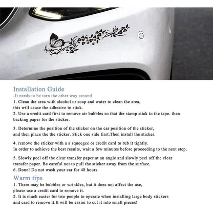2x Auto Aufkleber Schmetterling Blumen Tuning Schwarz