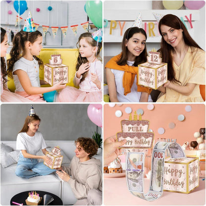 Geburtstag Geldgeschenkbox DIY Überraschungsbox Rosa Gold