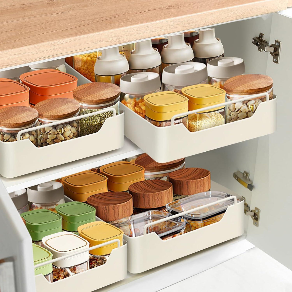 Teleskopschublade Ausziehbarer Schrank Organizer mit Griff 20x43x7cm