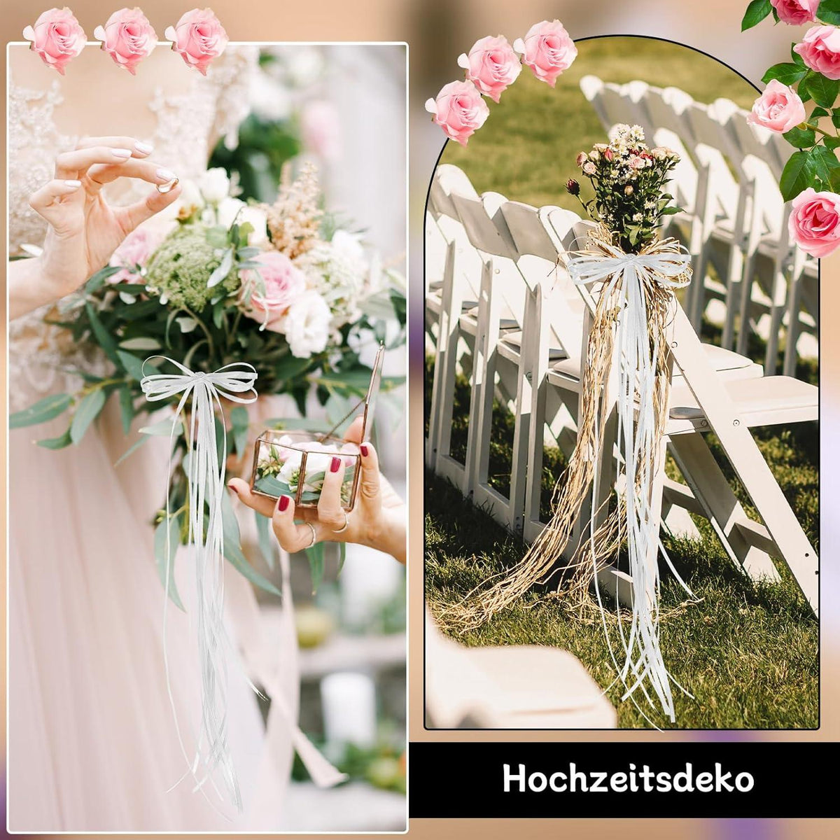 Weißes Satinband 91 Meter Geschenkband 3 mm Hochzeit Deko Taufe