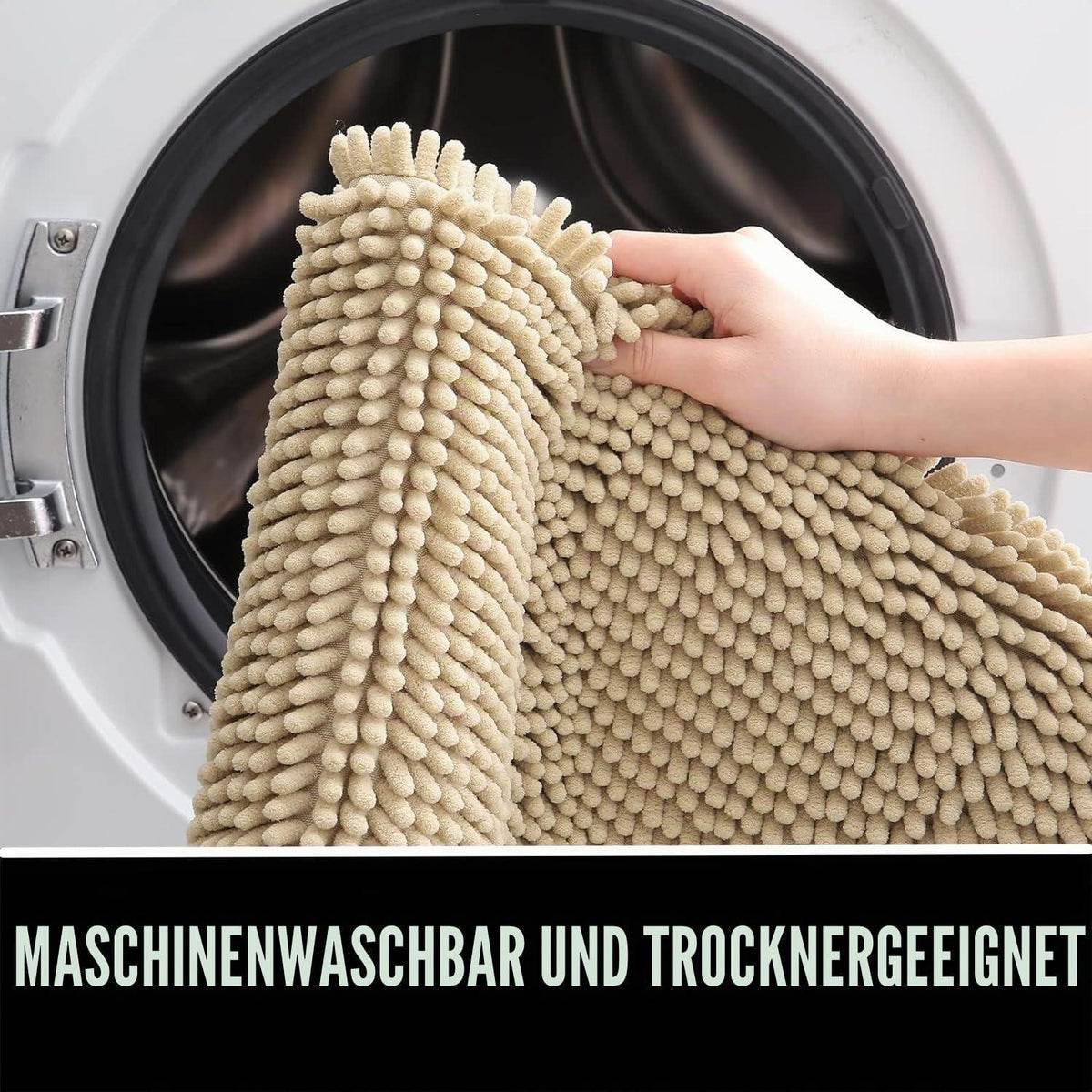Chenille Fußmatte rutschfest, 50x80 cm, Beige