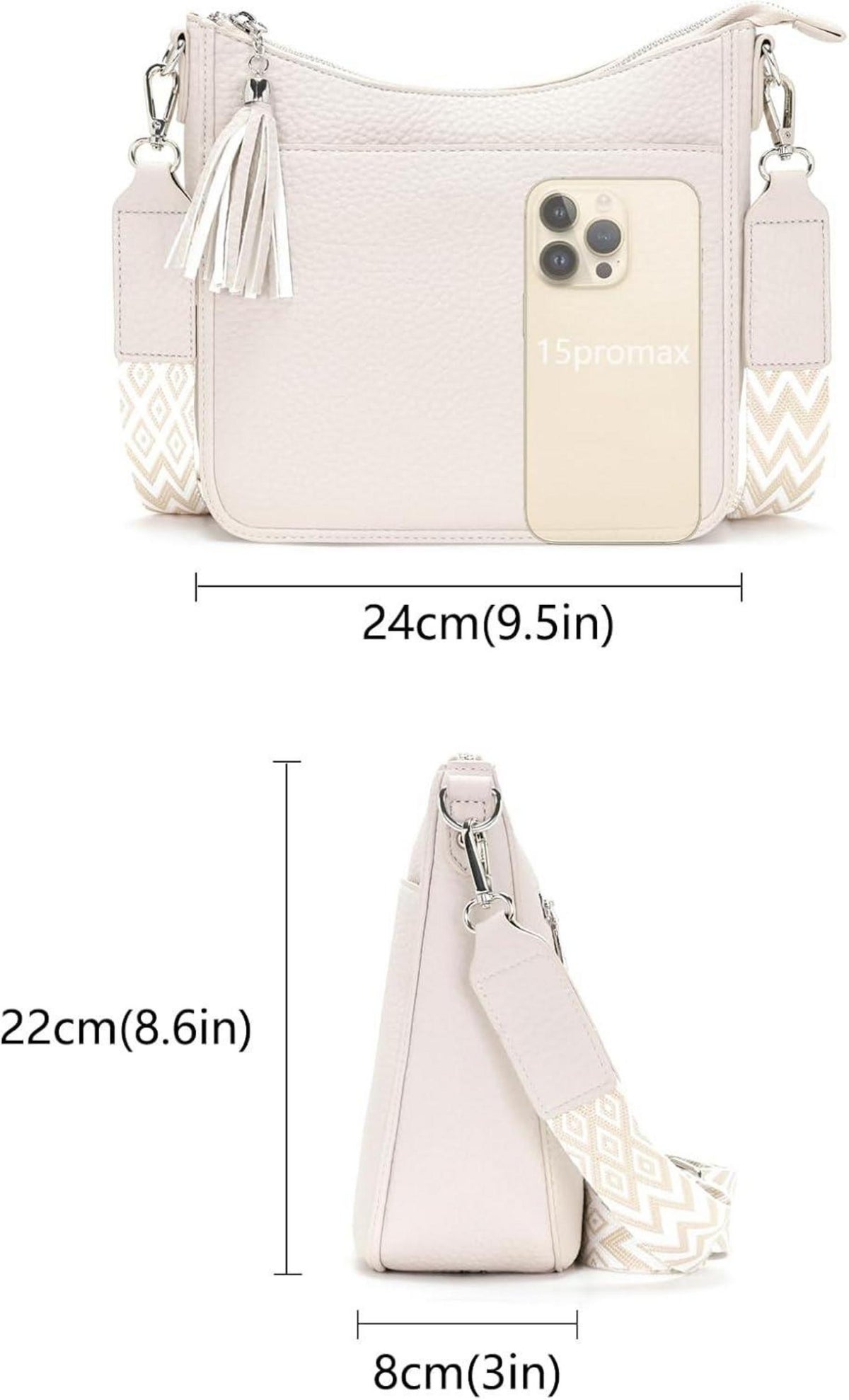 Umhängetasche Damen Crossbody Bag Beige Vegan Leder