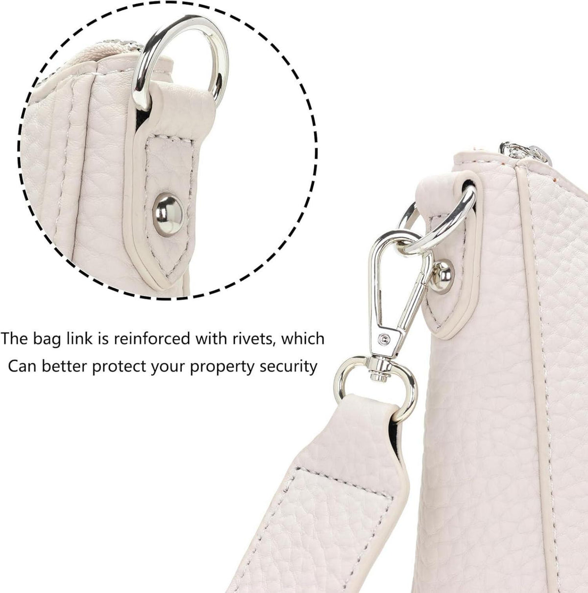 Umhängetasche Damen Handtasche Crossbody Bag Beige Vegan Leder