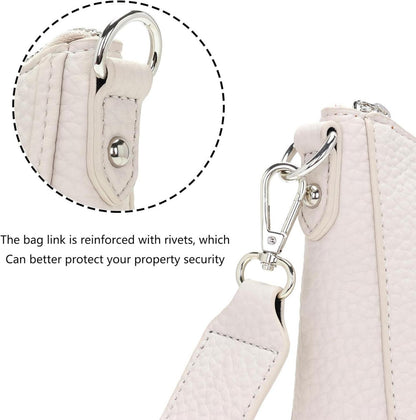 Umhängetasche Damen Handtasche Crossbody Bag Beige Vegan Leder