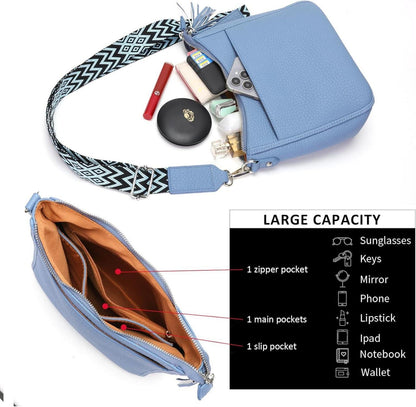 Umhängetasche Damen Klein Crossbody Bag Breiter Gurt