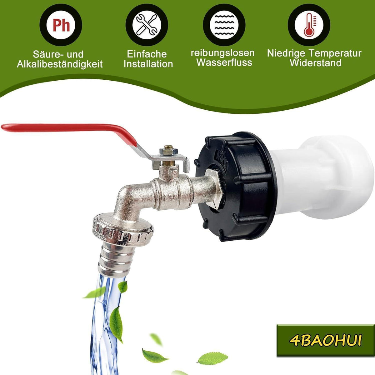 IBC Tank Zubehör Set mit 3/4 Zoll Auslaufhahn & S60x6 Adapter