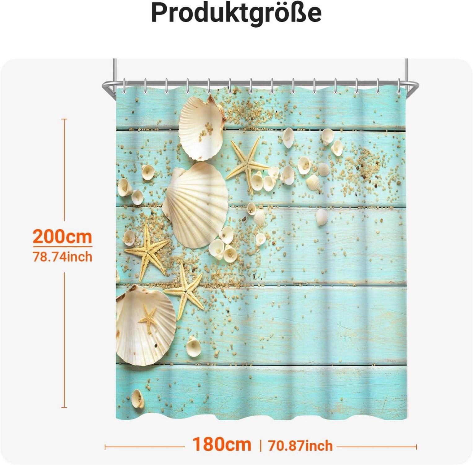 Duschvorhang 180x200cm Antischimmel Textil Wasserabweisend mit 12 Ösen