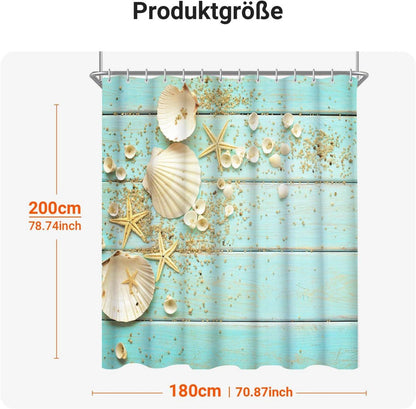 Duschvorhang 180x200cm Antischimmel Textil Wasserabweisend mit 12 Ösen