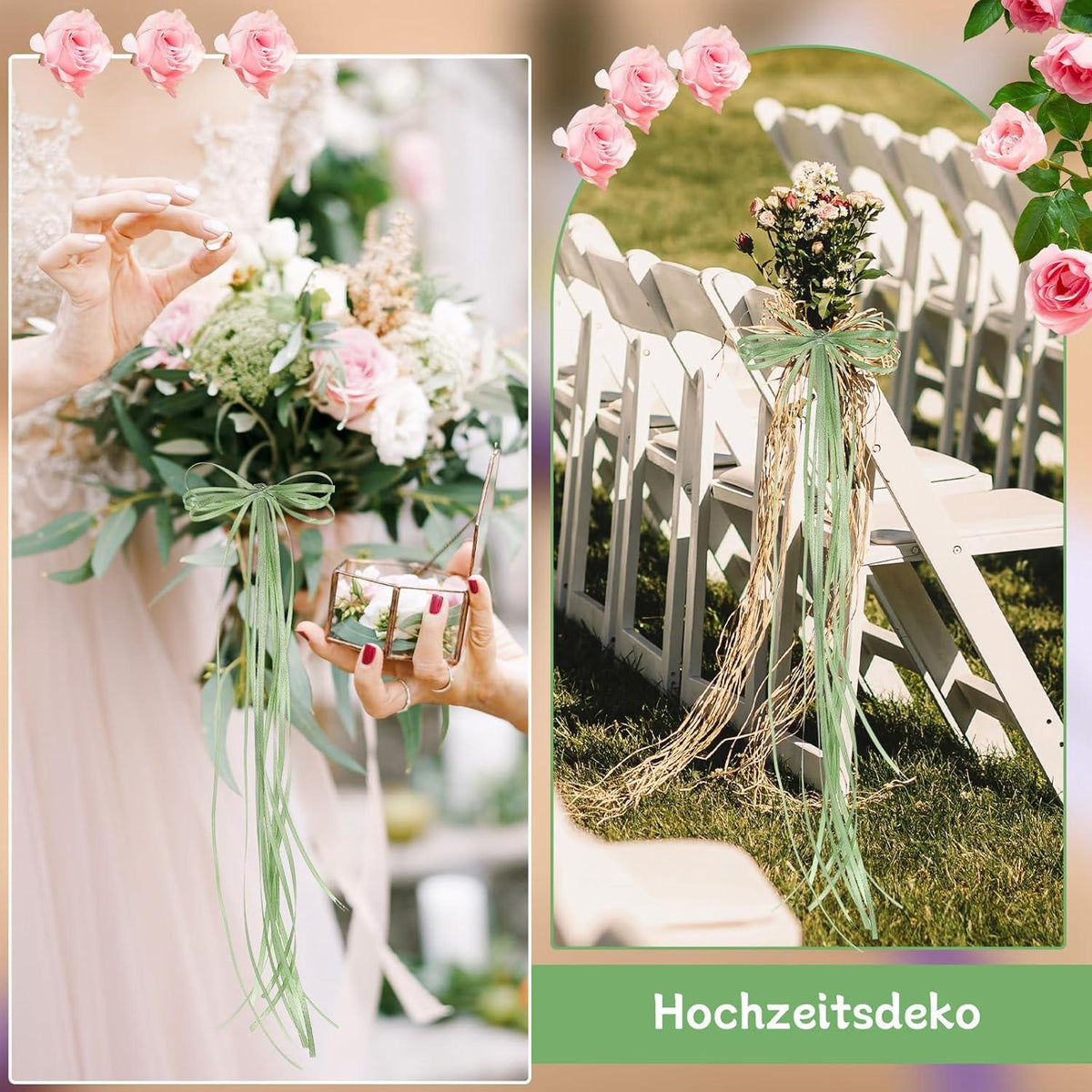 Grünes Satinband 3mm x 91m Geschenkband Deko Hochzeit Festlich