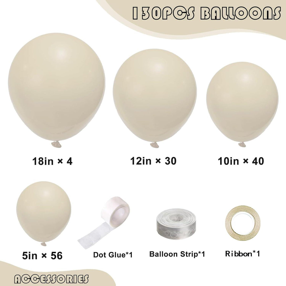 Luftballons Set Weiß Beige 130 Stück - Ballon Girlande in