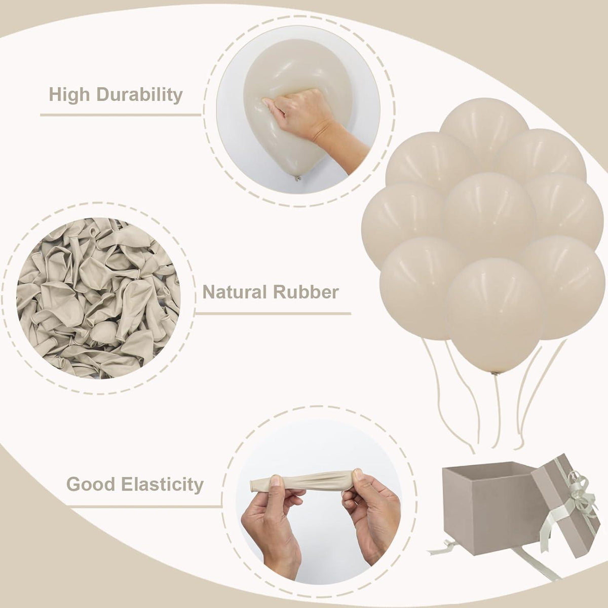 Luftballon Girlande Weiß Beige Set 130 Stück 18 12 10 5 Zoll