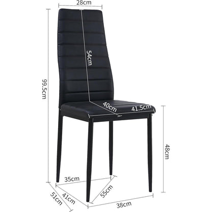 Esszimmergruppe Weißer Tisch mit 4 Schwarz Stühlen