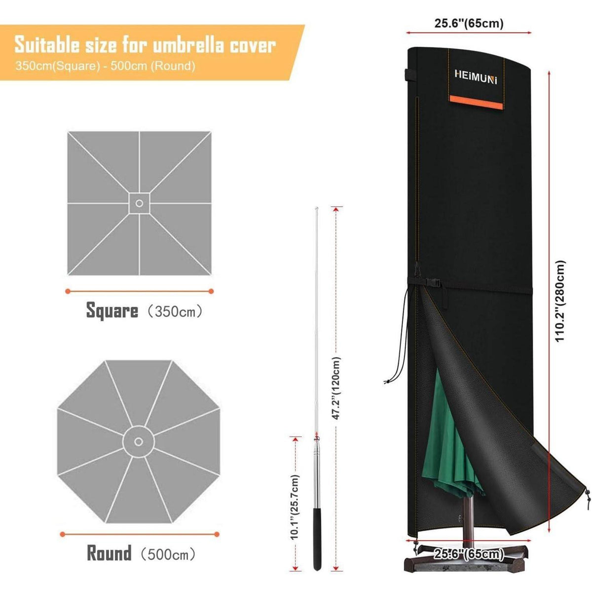 Sonnenschirm Schutzhülle Wasserdicht für Ampelschirm 3-5m