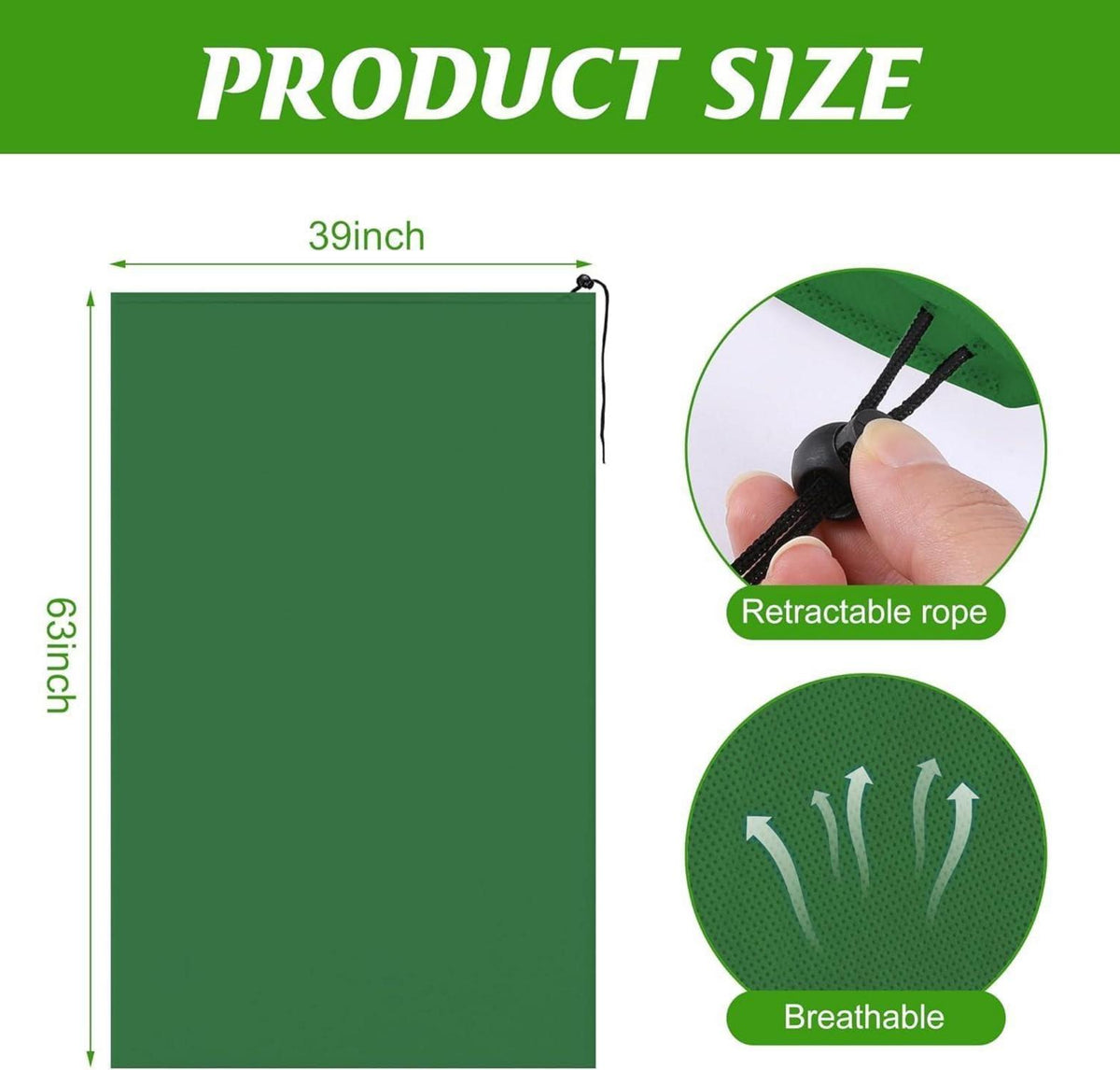 2er Set grüne Frostschutzbeutel 160x100cm für Pflanzen, mit
