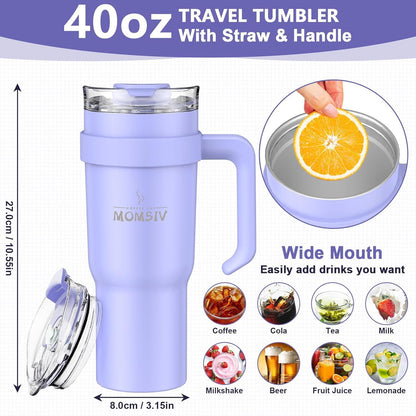 Thermobecher 40oz mit Stroh und Griff, Auslaufsicherer Isolierbecher