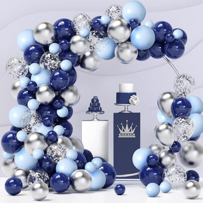 Luftballon Girlande Blau Silber Deko Set 120-teilig