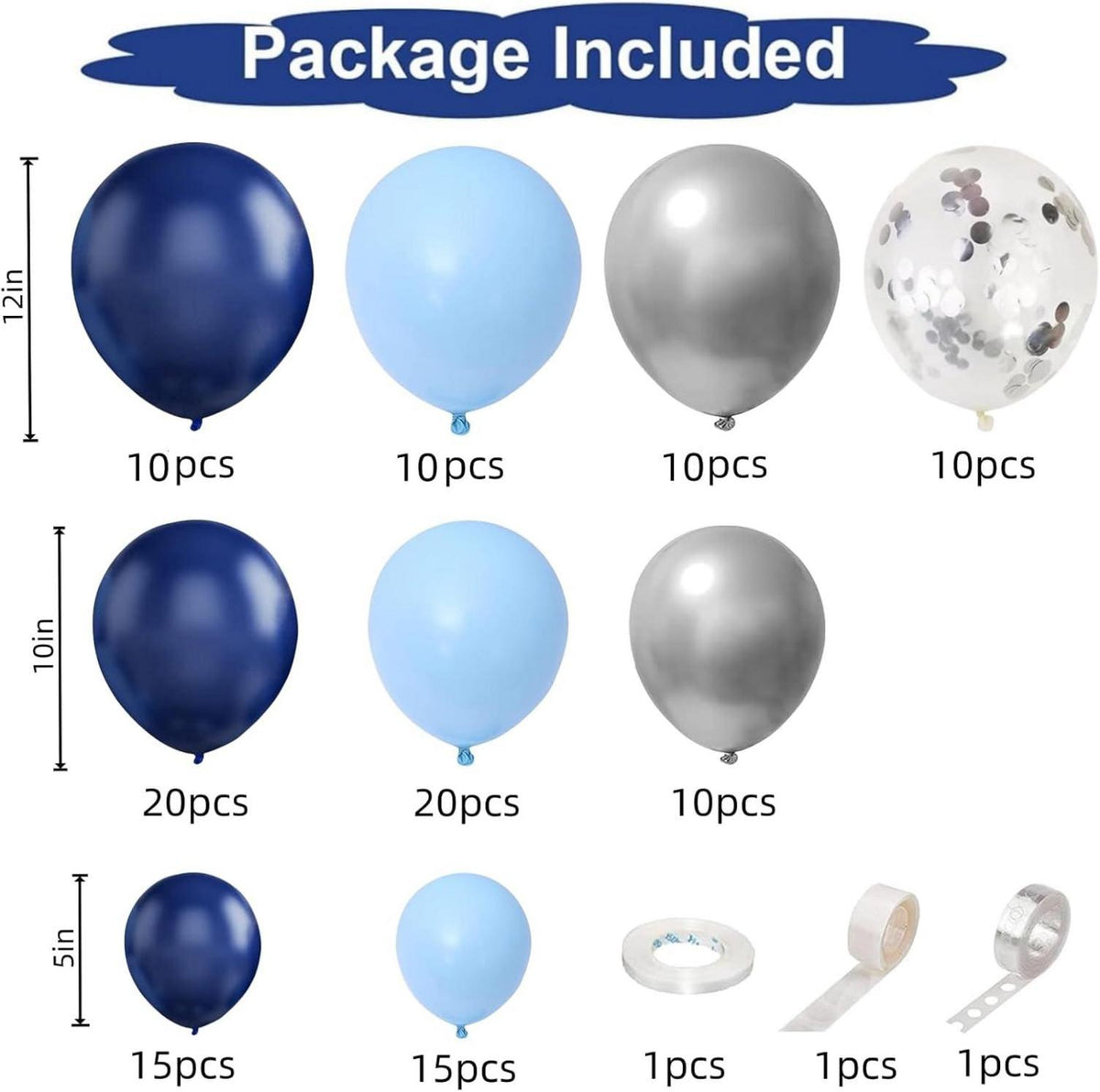 Ballon Girlande Blau Silber 120 Stück für Geburtstag