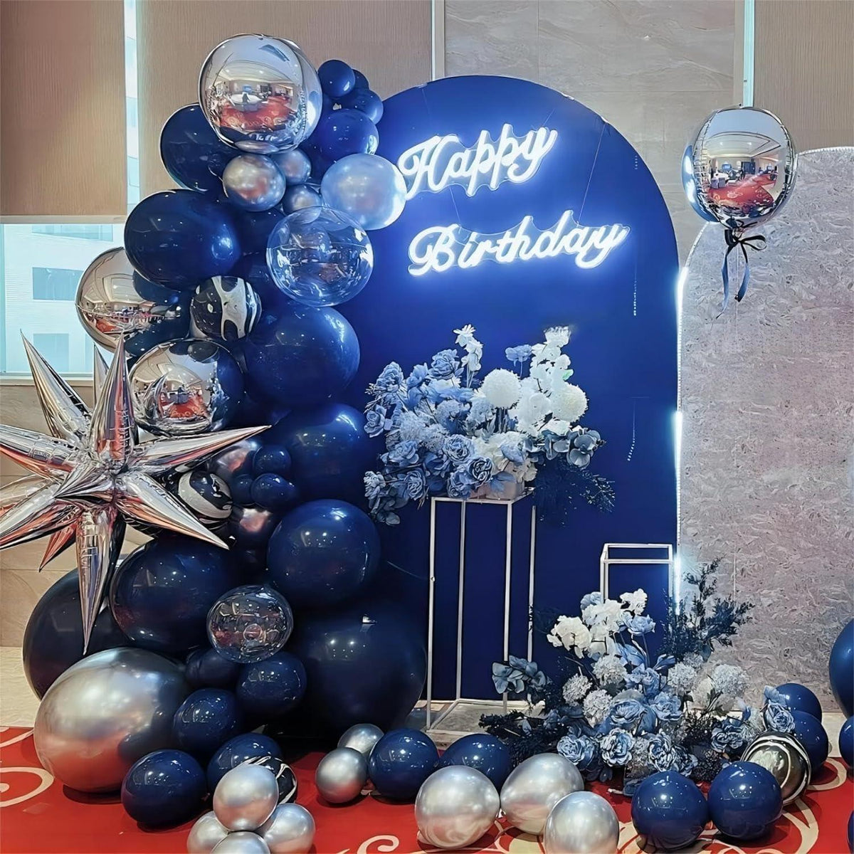 Luftballon Girlande Blau Silber 120 Stück - Hochwertiges Ballonbogen Set für Geburtstag Hochzeit Party