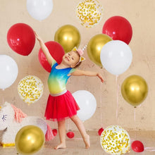 Luftballon Girlande Rot Weiß Gold, 120er Deko Set für