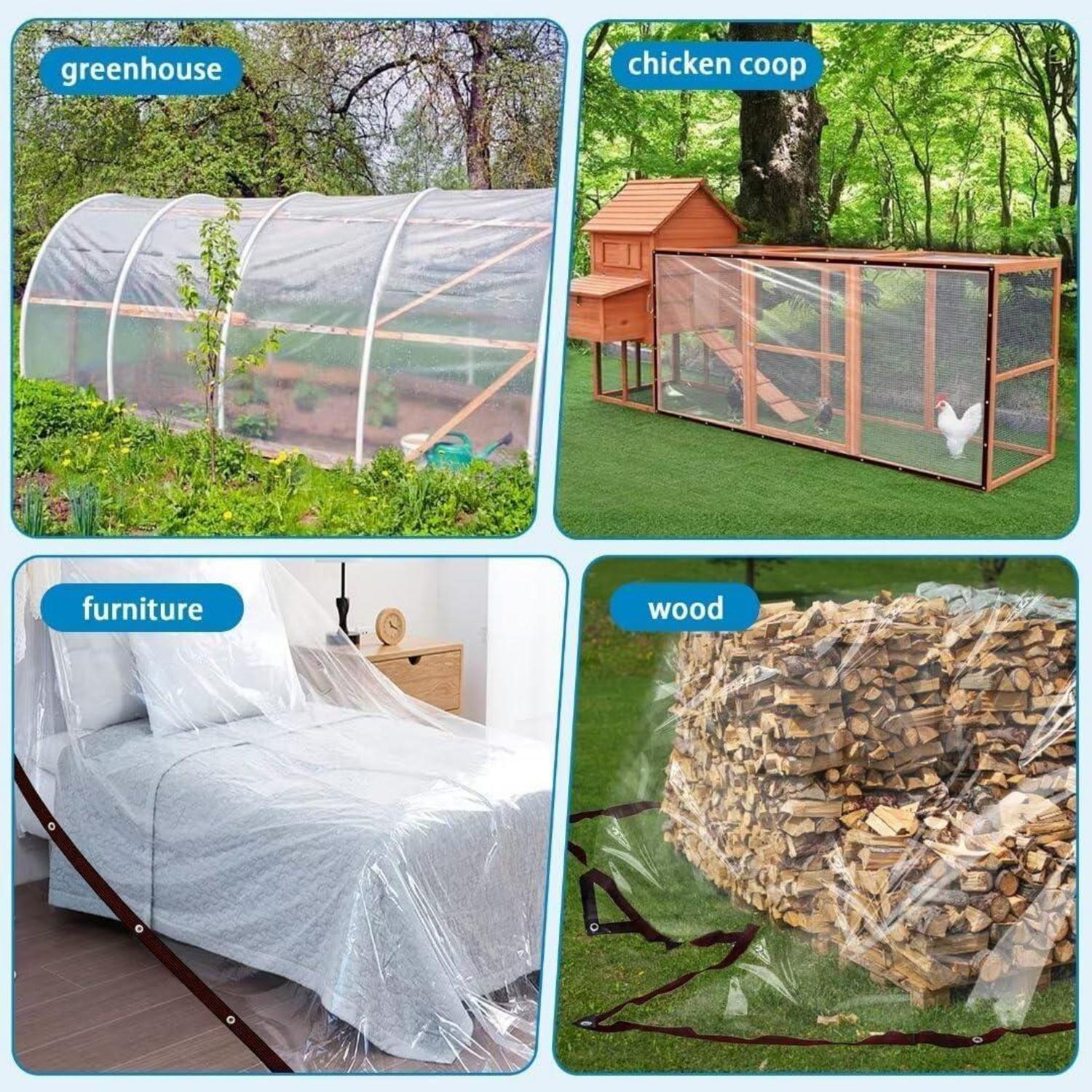 Transparente Plane 2x1m wasserdicht mit Ösen Tarp Gartenplane