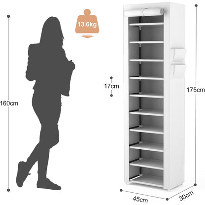 Schuhregal 11 Ebenen – Schmaler Schuhschrank für 20 Paar Schuhe
