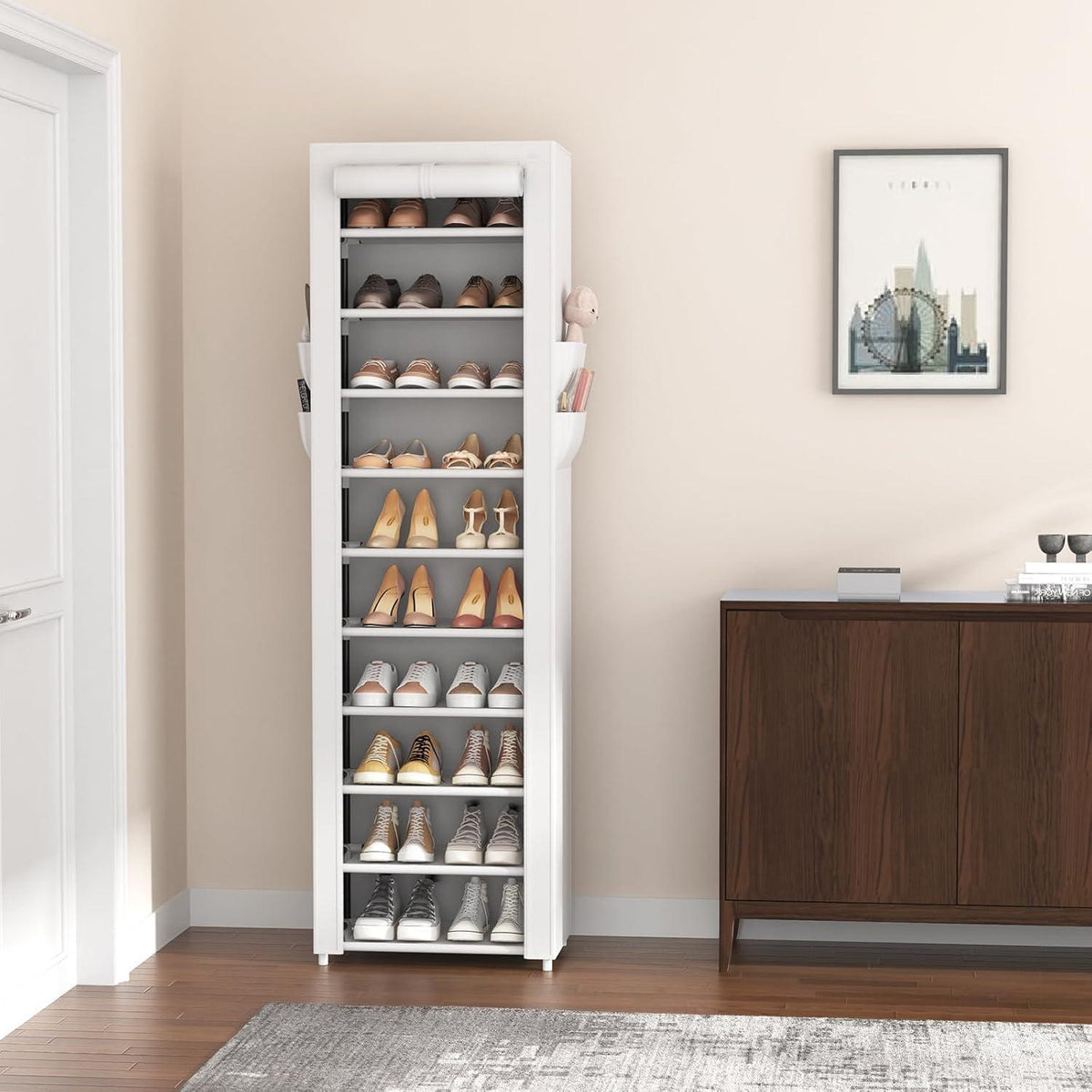Schuhregal 11 Ebenen – Schmaler Schuhschrank für 20 Paar Schuhe