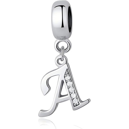 925 Sterling Silber Initial Charm Anhänger Buchstabe A-Z für Armbänder