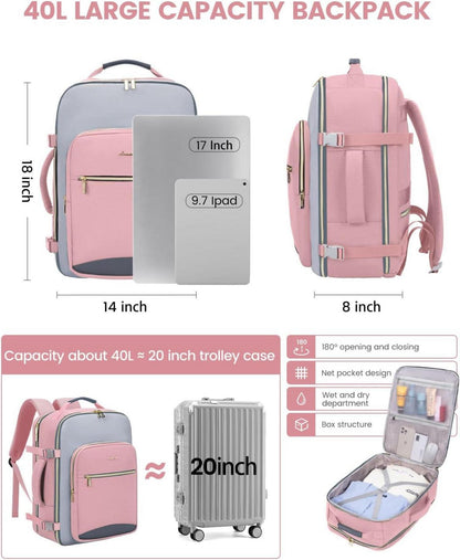 Handgepäck Rucksack 40L Damen Herren Wasserdicht Laptop 17