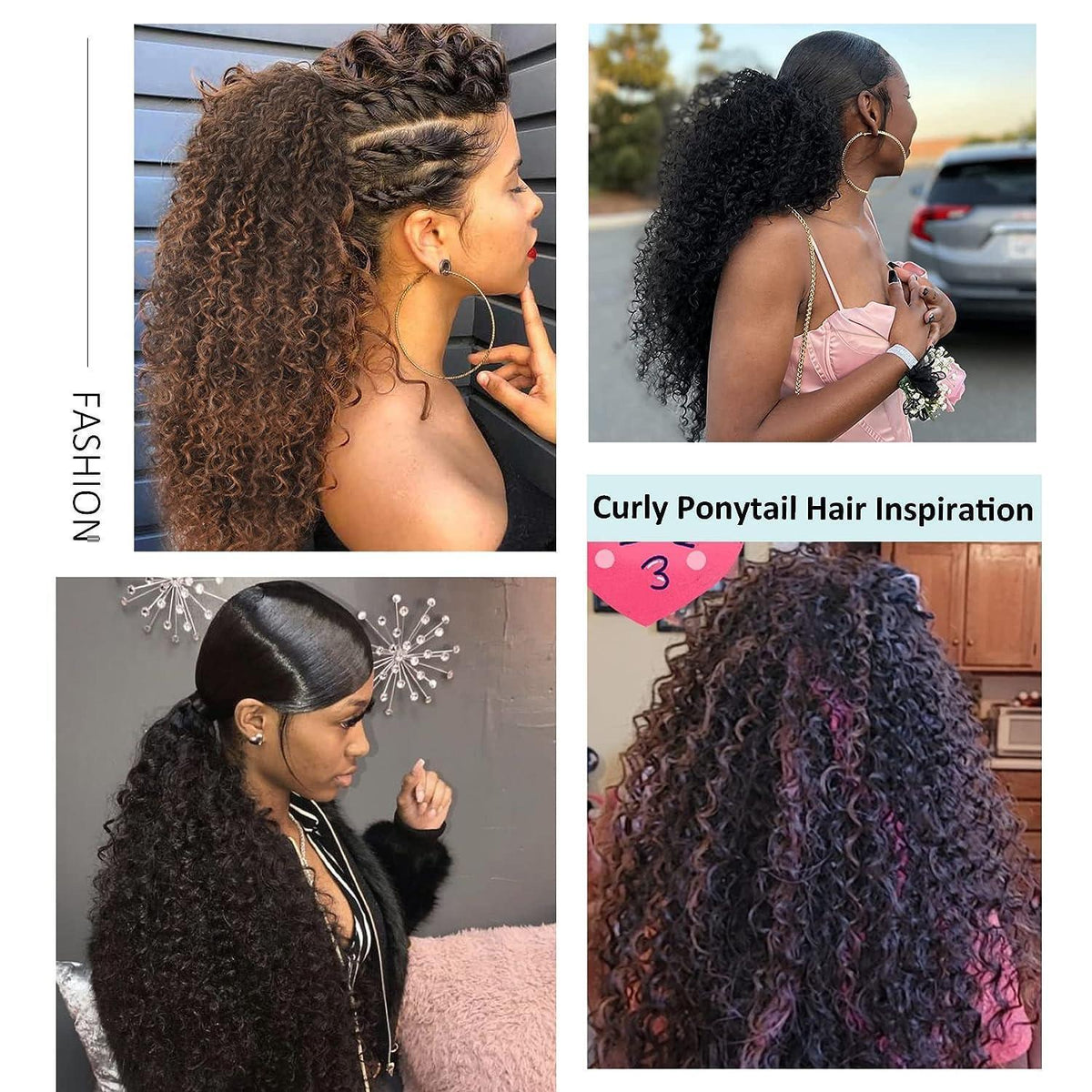 Lockiger Pferdeschwanz Haarteil – 45cm Afro Zopfverlängerung Schwarz