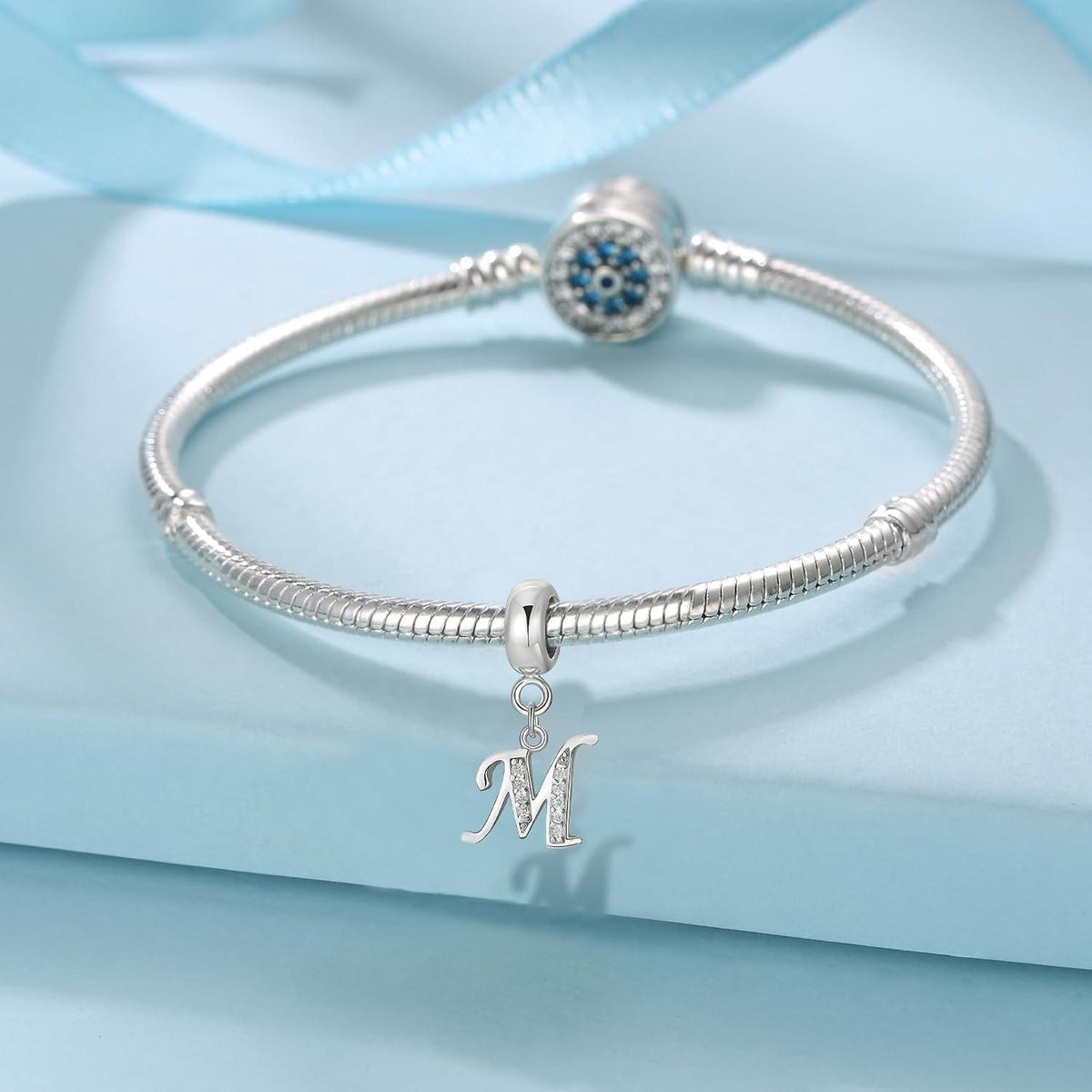 925 Sterling Silber Initial Charm Anhänger für Armbänder und Halsketten
