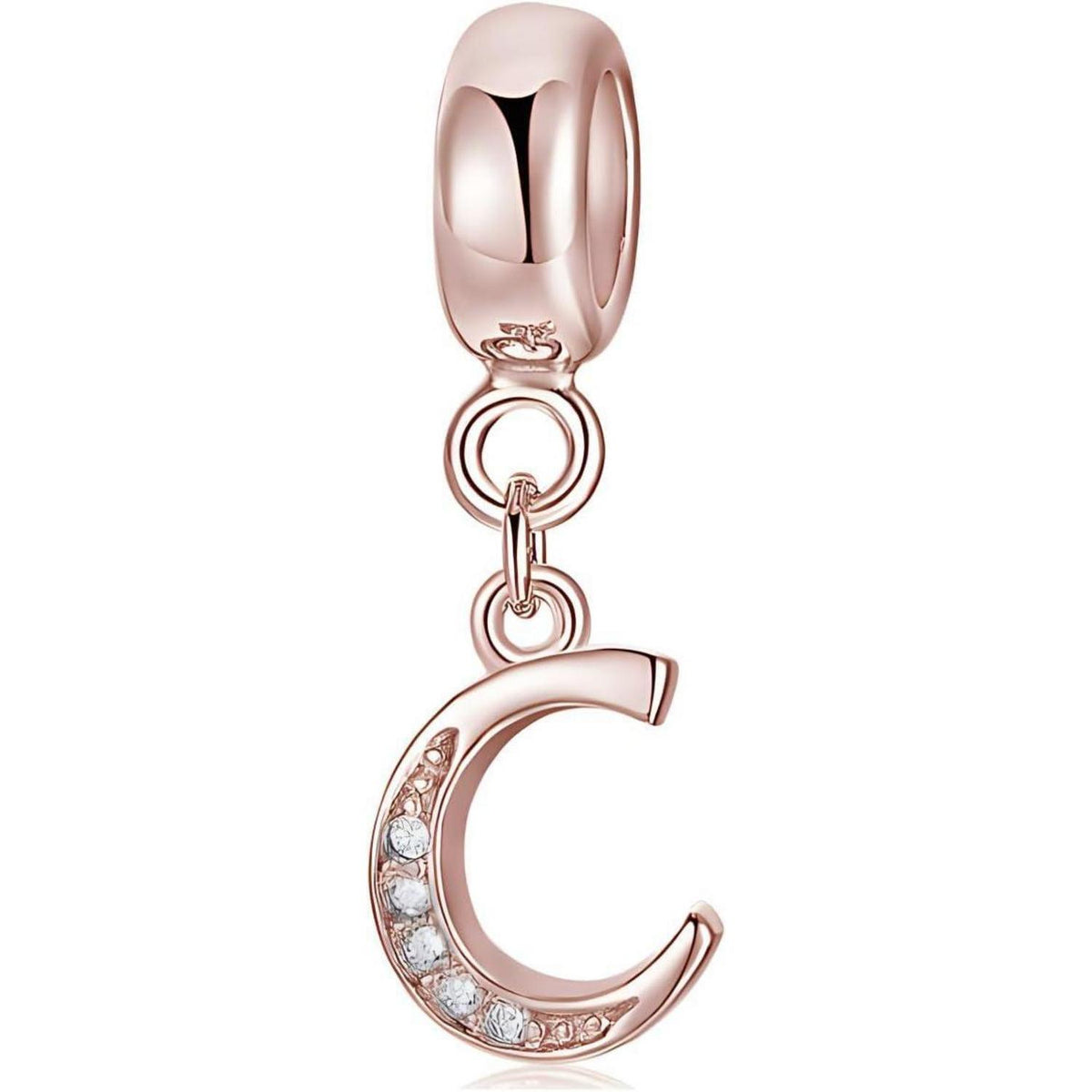 Damen Charm Anhänger Buchstabe A-Z Rosegold 925 Sterling Silber Zirkonia