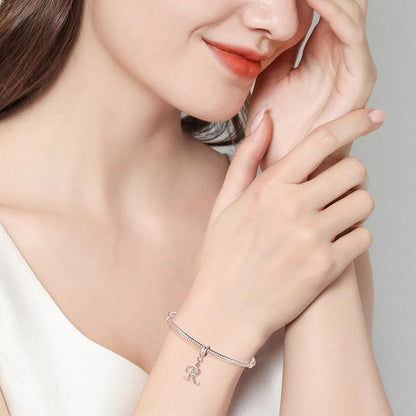 Damen Charm Anhänger Rose Gold Buchstabe A-Z 925 Sterling Silber Zirkonia