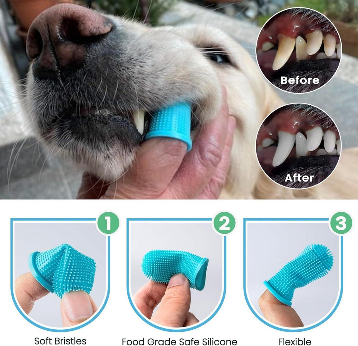 5er Pack Hund Fingerzahnbürsten Silikon Zahnpflege Hunde