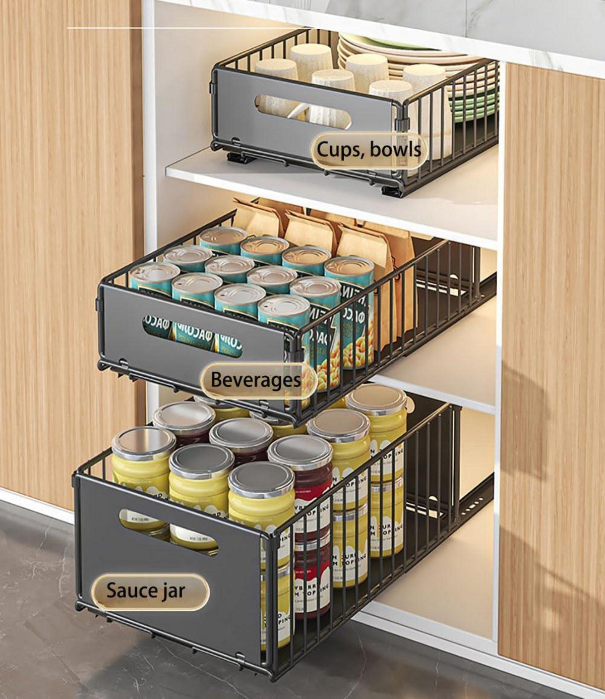 Teleskopschublade Ausziehbar Küchenschrank-Organizer 2Stk