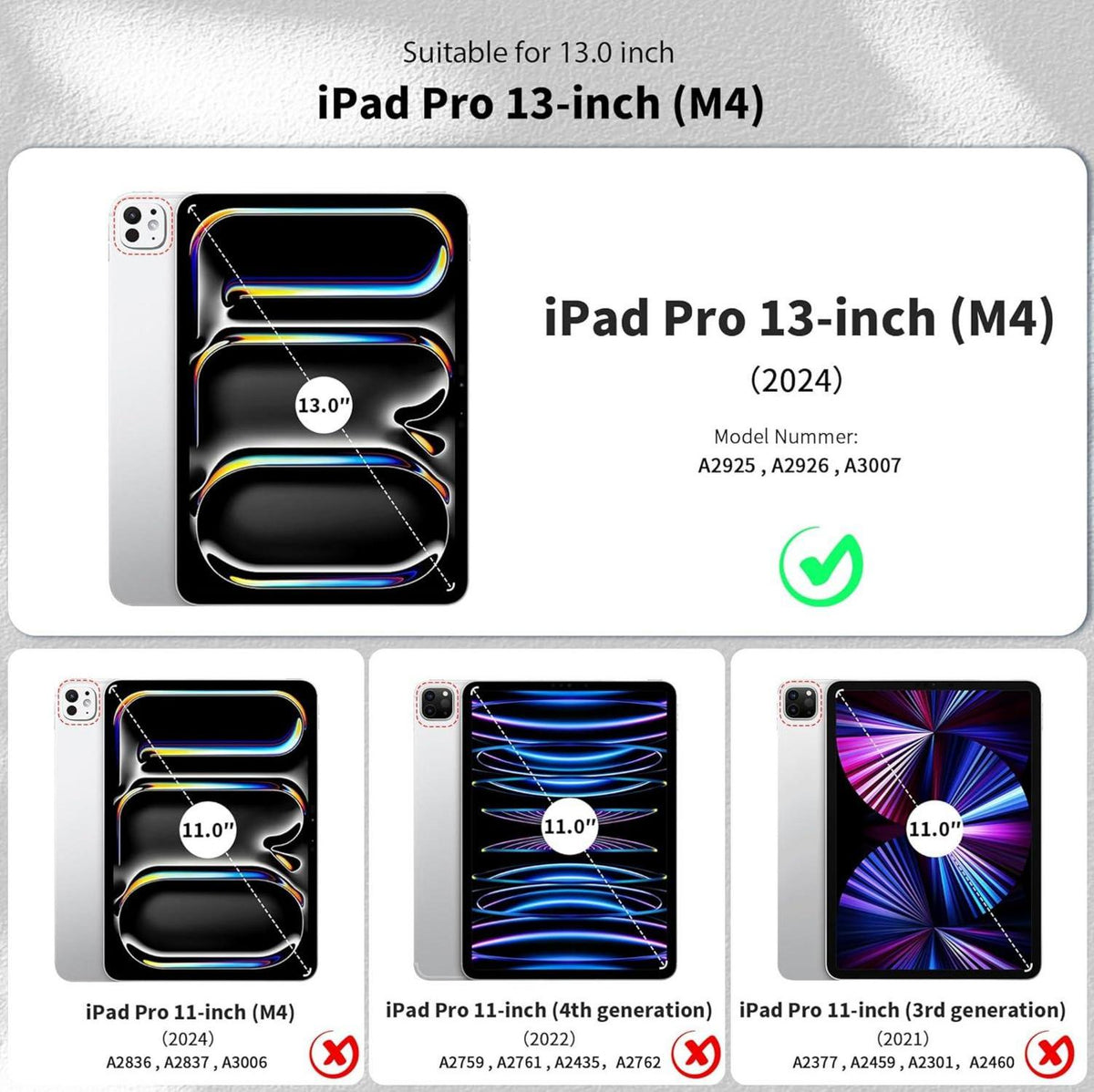 EasyAcc iPad Pro 13 M4 Hülle 2024 Ultra Dünn Schwarz