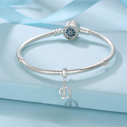925 Sterling Silber Initial Charm Anhänger Buchstabe D Zirkonia