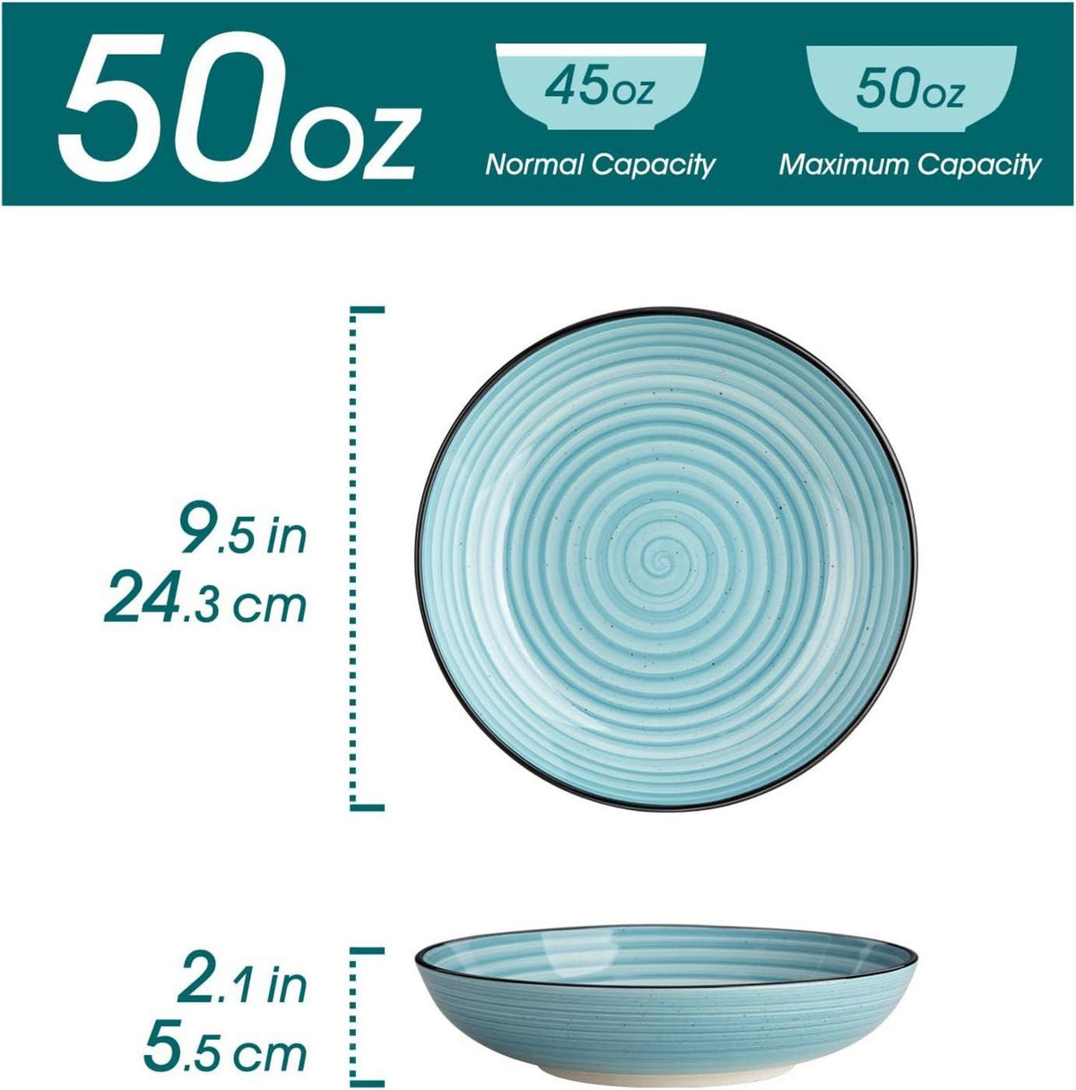vancasso Bonbon Suppenteller Set 6er Groß Steingut Blau
