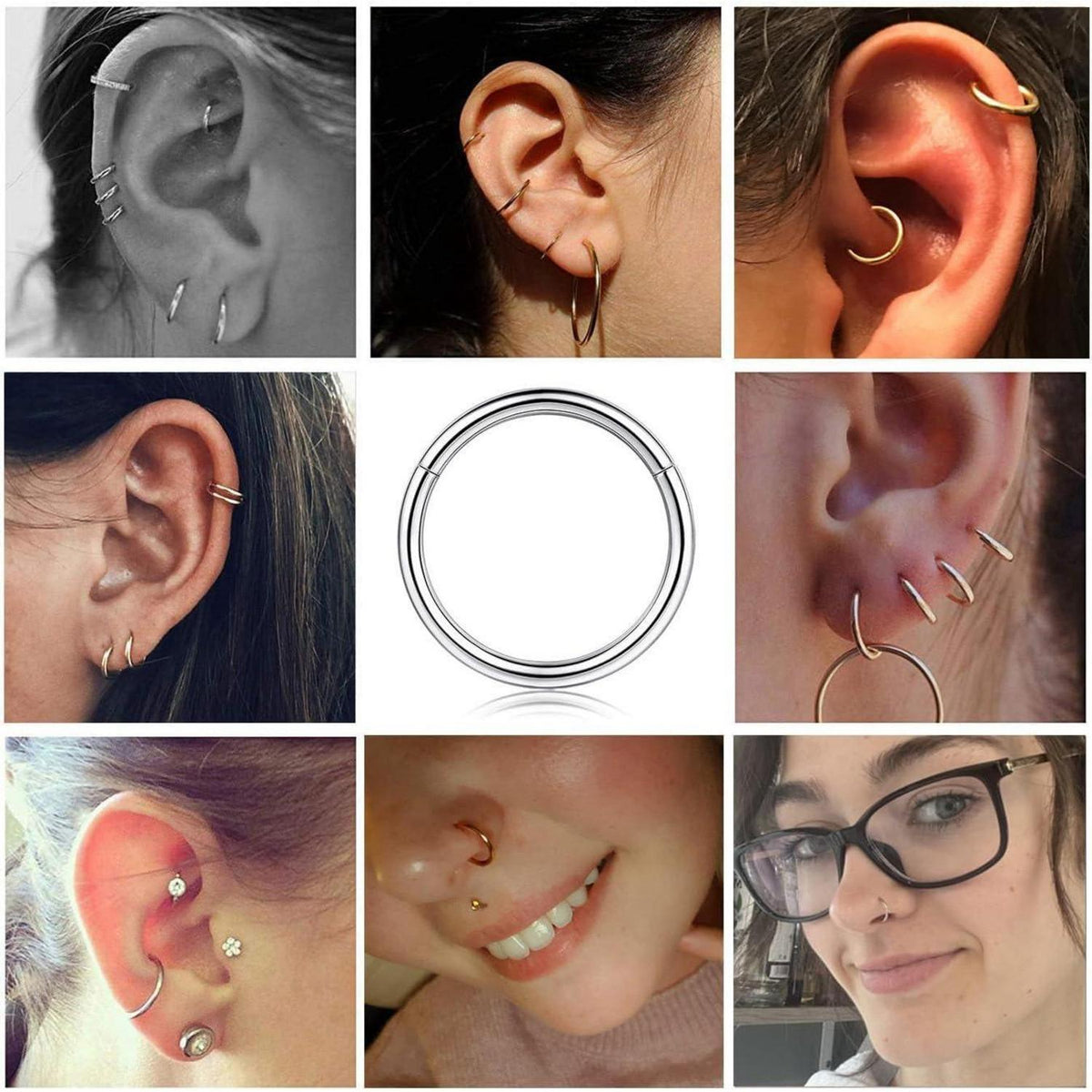 Edelstahl Nasenpiercing Ringe 12er Set 16G Hypoallergen für Damen Herren