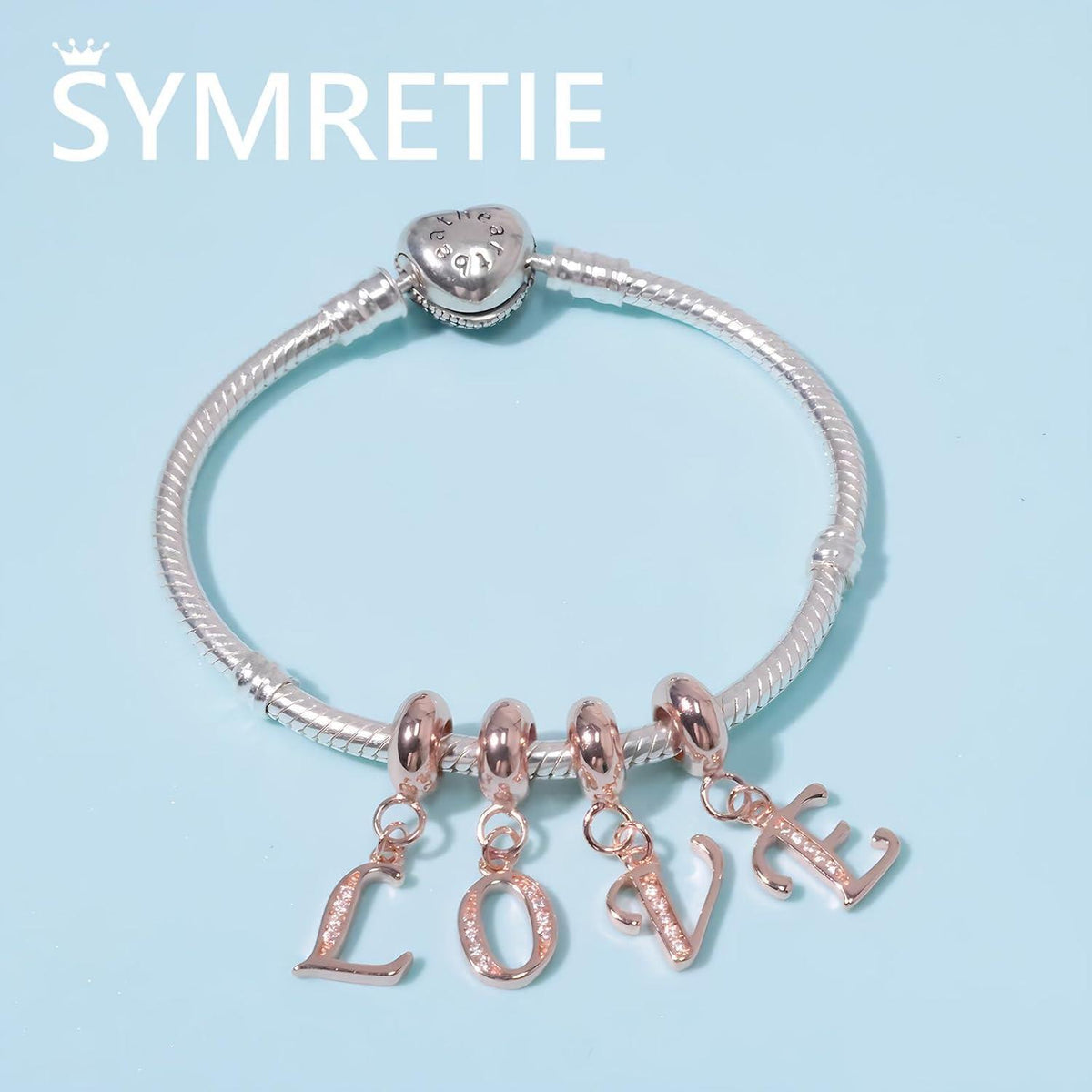 Buchstaben Charm Anhänger 925 Sterling Silber Zirkonia Rose Gold