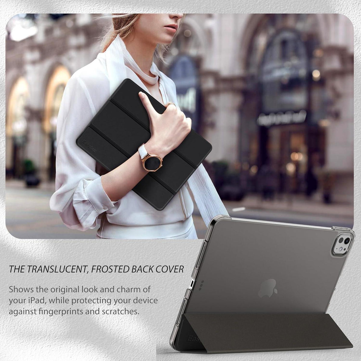 EasyAcc iPad Pro 11 M4 Hülle Ultra Dünn Matt Schwarz Schutz Standfunktion