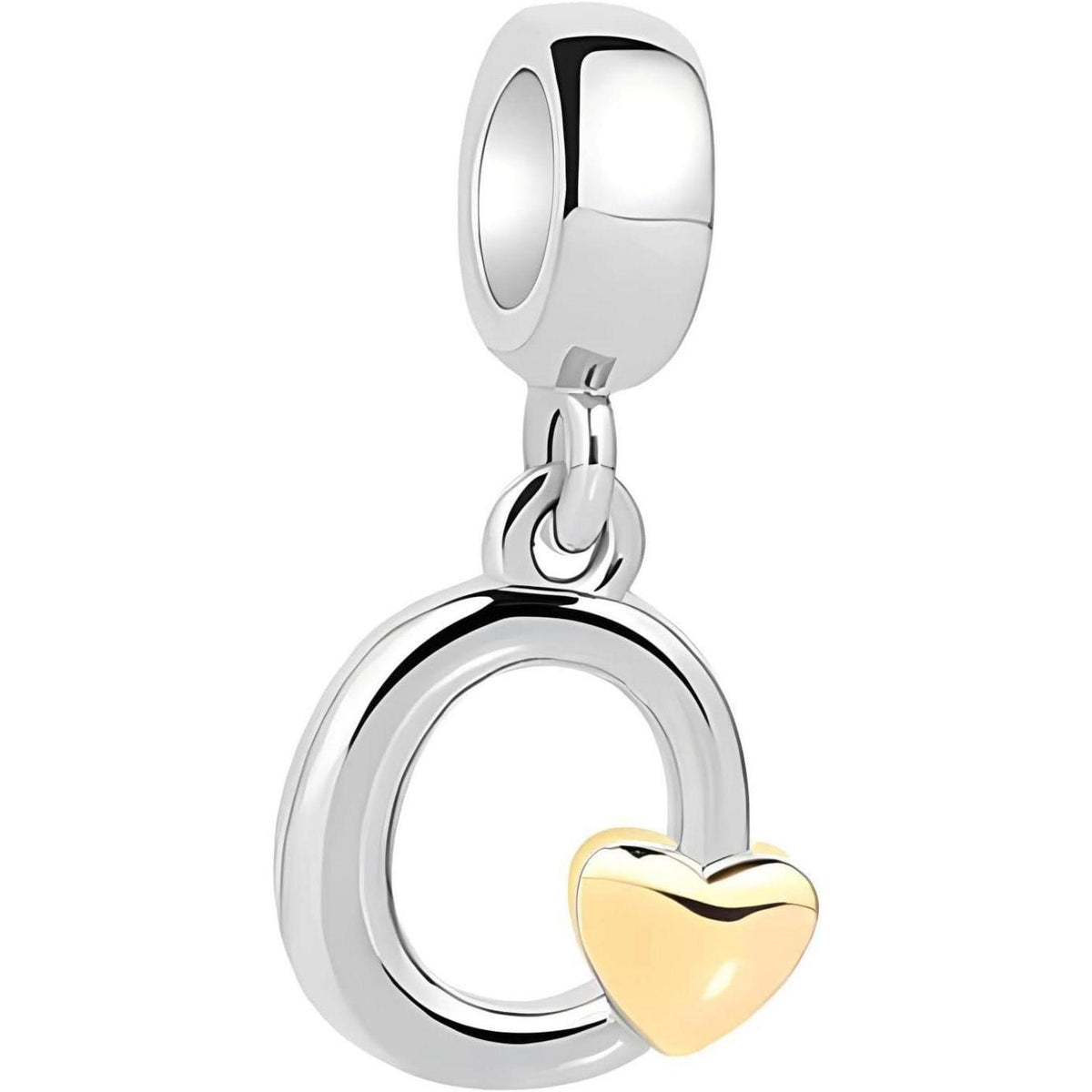 Buchstaben Charm Anhänger mit Gelbem Herz für Europäische Armbänder