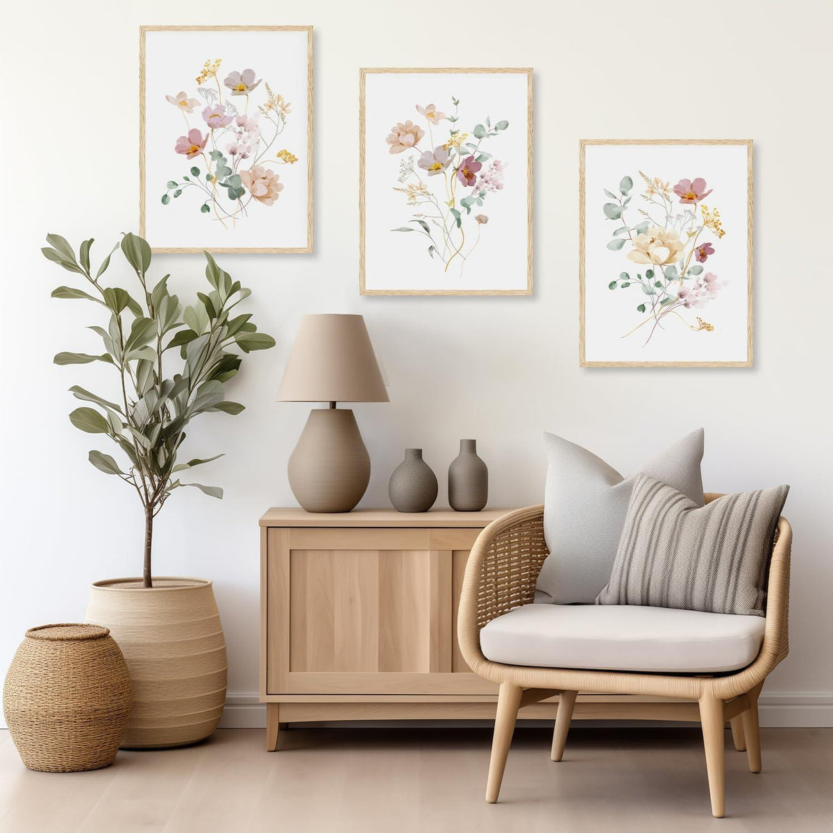 Aquarell Blumen Leinwand Bilder Wanddekoration Set 30x40 cm