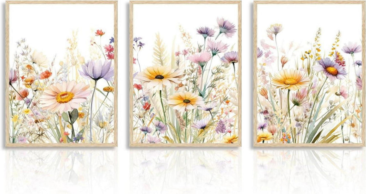 Wandbilder Wildblumen Aquarell 30x40cm Set ohne Rahmen