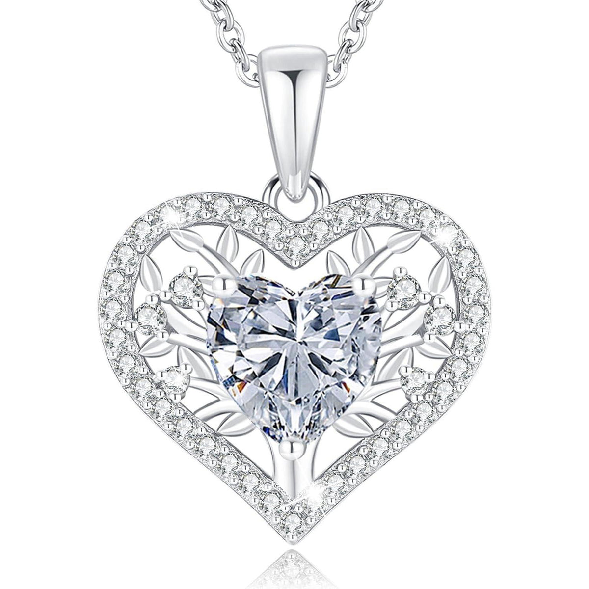 Lebensbaum Herz Kette Damen 925 Sterling Silber Geburtsstein