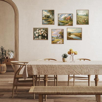 Vintage Bauernhaus Leinwand Poster Botanische Kunstdrucke 20x25 cm 6er